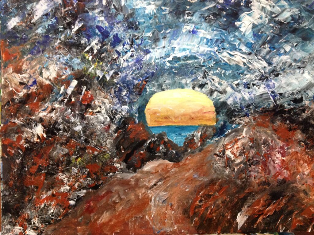 Ice cave sunset