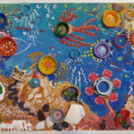Intertwined by Kavir Mootoo — unframed detail view of the mixed-media canvas