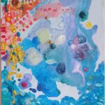 Construction and The Beach, mixed media painting by Kavir Mootoo