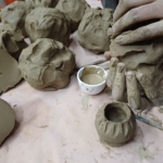 Trinidad Natural Kaolin Clay — decorated hand-formed pot in progress